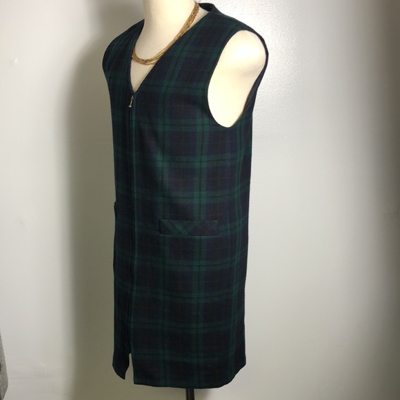 Vintage Plaid Wool Duster Dress Vest - Picture 3 of 8